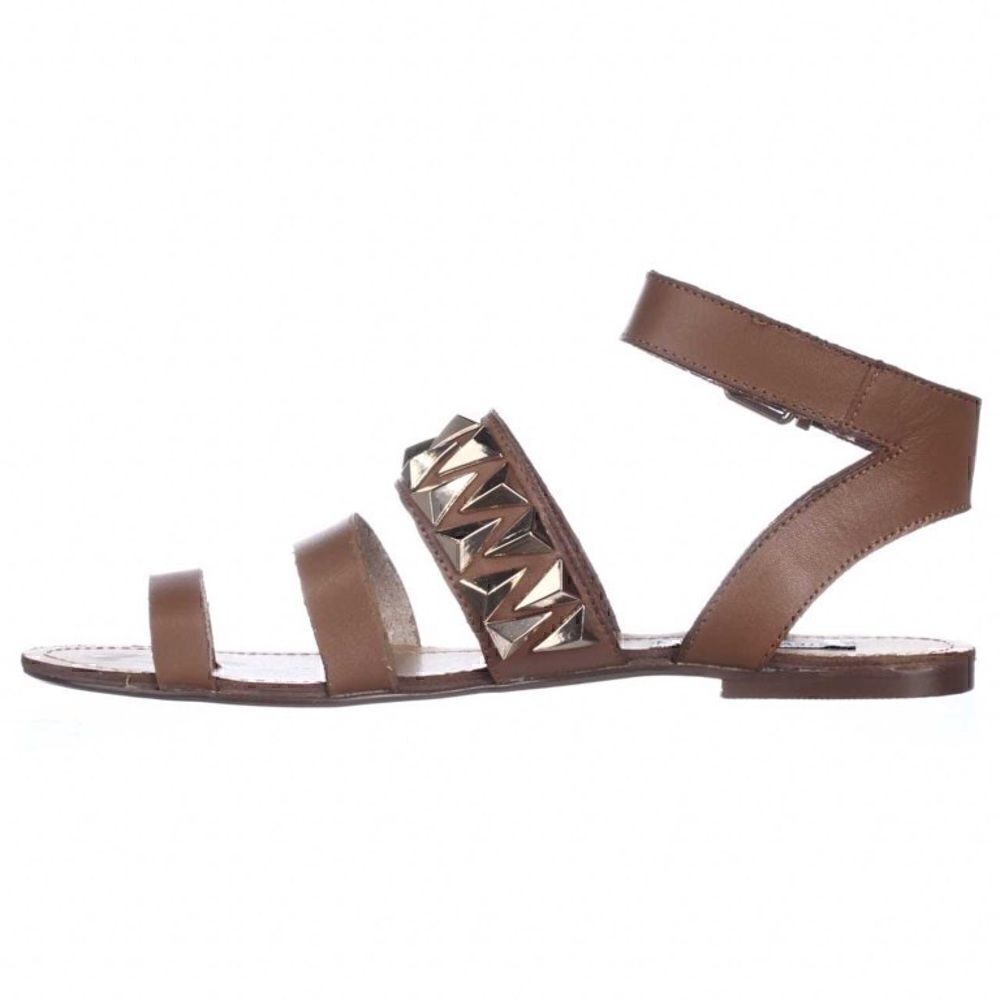 Womens Steve Madden Curlyy Toe Loop Studded Flat Sandals - Cognac - Picture 4 of 12